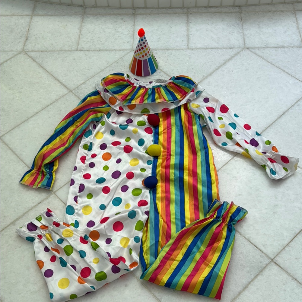 Colorful Clown Kids Costume, M